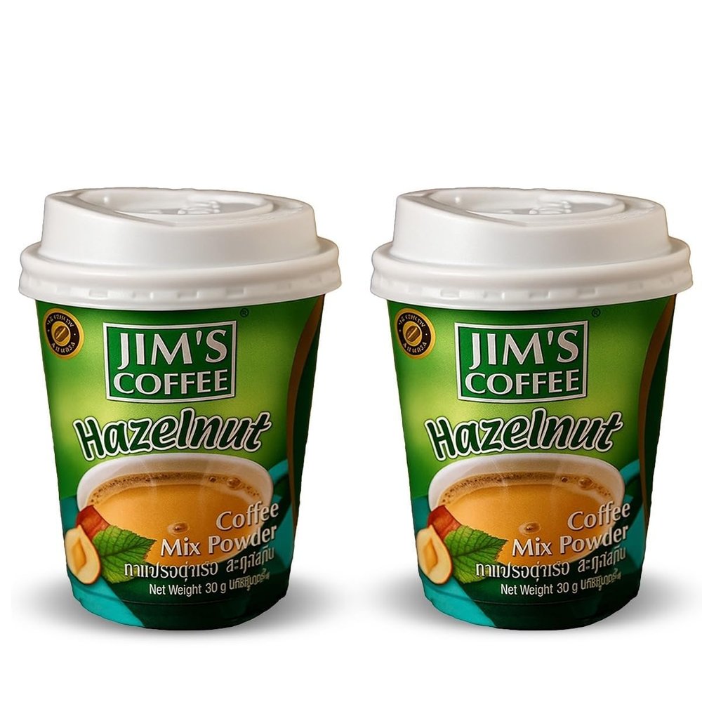 Jim's Instant Cup Coffee Hazlenut 30g Pack of 2