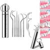 Cityza 7 in 1 Teeth Cleaning Tool Kit Portable Stainless Steel Dental Tools for Outdoor Camping, Travel Toothpicks Pocket Set with Holder view 1