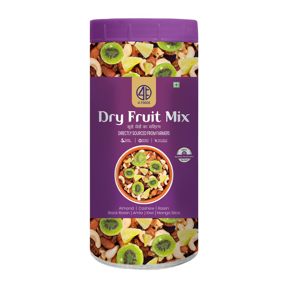 41 Foods Premium Dry Fruits Mix | Almonds, Cashews, Raisins, Kiwi, Amla & Mango Slices | 200g
