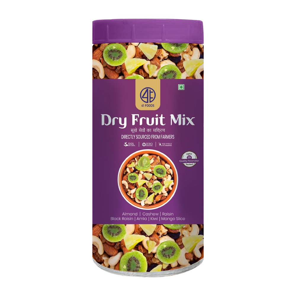 41 Foods Premium Dry Fruits Mix | Almonds, Cashews, Raisins, Kiwi, Amla & Mango Slices | 400g