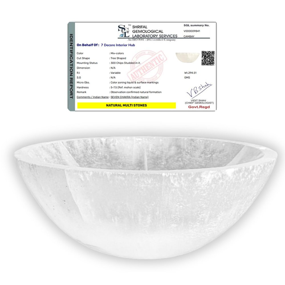 7 Decore Certified Selenite Bowl Original Selenite Crystal Bowl for Charging & Cleansing Crystals, Reiki, Vastu, Feng Shui Energy Healing Decor, Spritiual Practice, Home Decor & Housewarming Gift