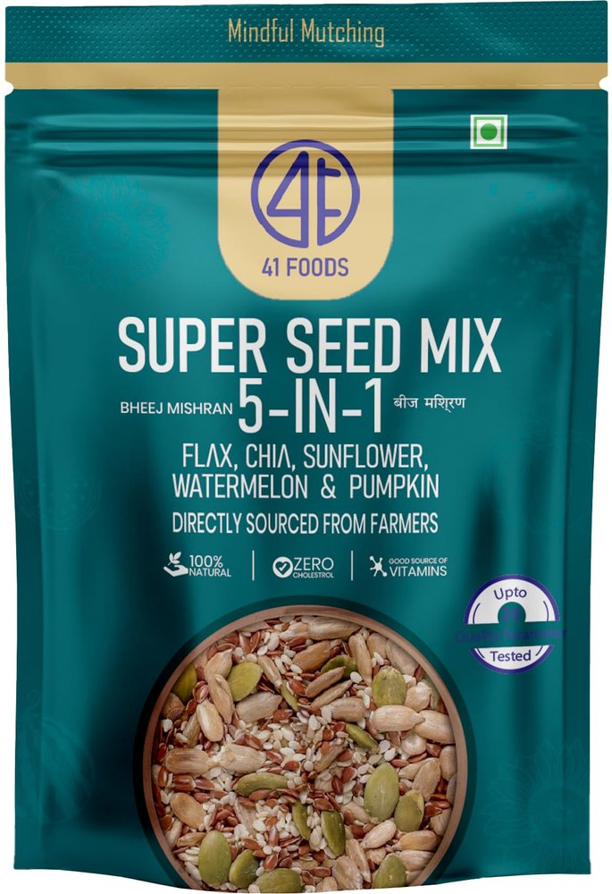 41 Foods Premium Seed Mix 5-in-1 | Flax, Chia, Pumpkin, Sunflower & Watermelon Seeds | 800g (400g x 2)