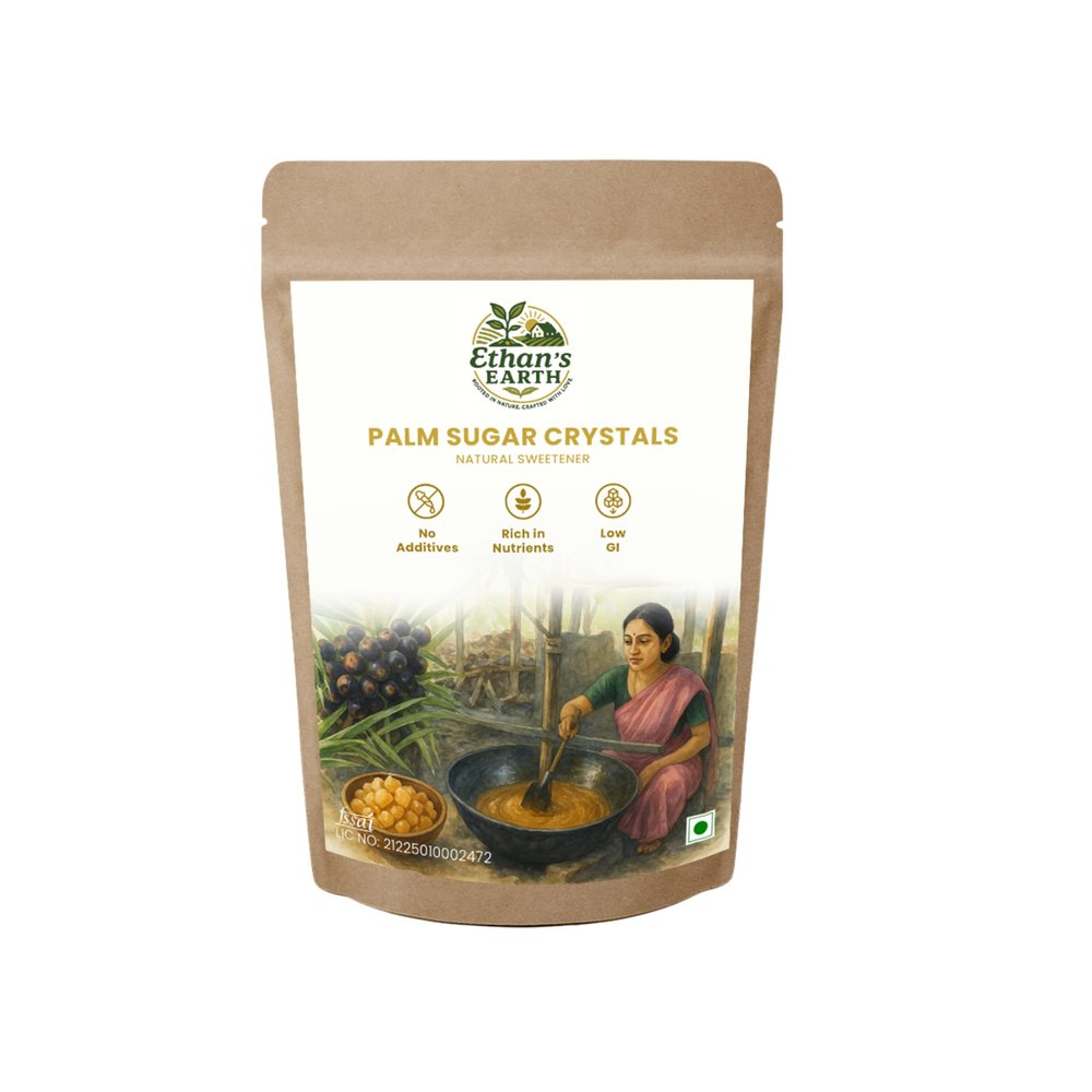 Ethan's Earth Palm Sugar  100% Natural Sweetener, Unrefined & Chemical-Free, Healthy Alternative to White Sugar, Perfect for Cooking, Baking & Beverages, Pack Of 750g
