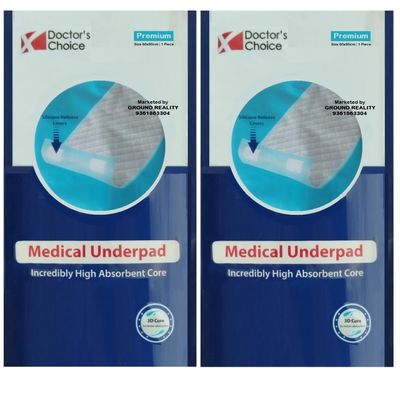 Doctors Choice Single Sheet 1 Pack Latest Underpad 60X90 Large Size for Adults Elderly Patients Newborn Baby Kids Bed - Leak Proof, 3D Prime Gel Core with 4 Non Slip Tape Incontinence Under Pads