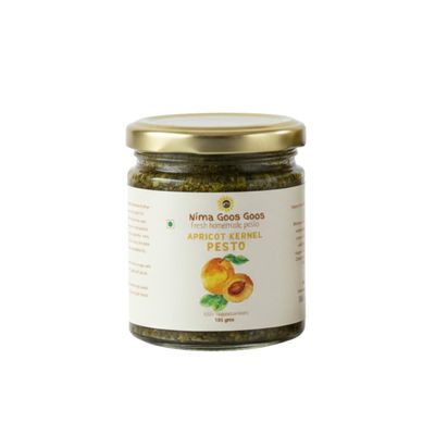 Nima Goos Goos Apricot Pesto Sweet & Savory Gourmet Spread, Made with Apricots & Herbs - Glass Jar - 165gm