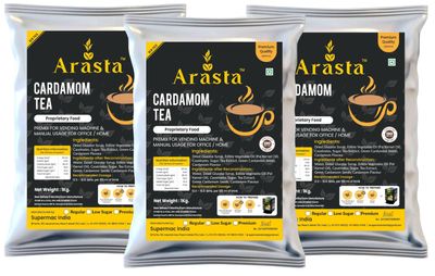 Arsta Instant Cardamom Tea Premix 3 in 1 Tea Milk and Sugar Just Add Hot Water | Pack of 3 x 1kg Pouch