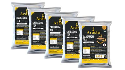 Arsta Instant Cardamom Tea Premix 3 in 1 Tea Milk and Sugar Just Add Hot Water | Pack of 5 x 1kg Pouch