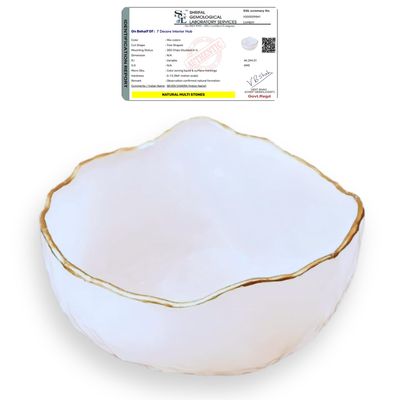 7 Decore Certified Natural Selenite Charging Bowl for Crystals, Jewelry & Healing | Reiki Energy Cleanser, Crystal Charging & Meditation Money Bowl (5x2.5 Inch, Handcrafted)