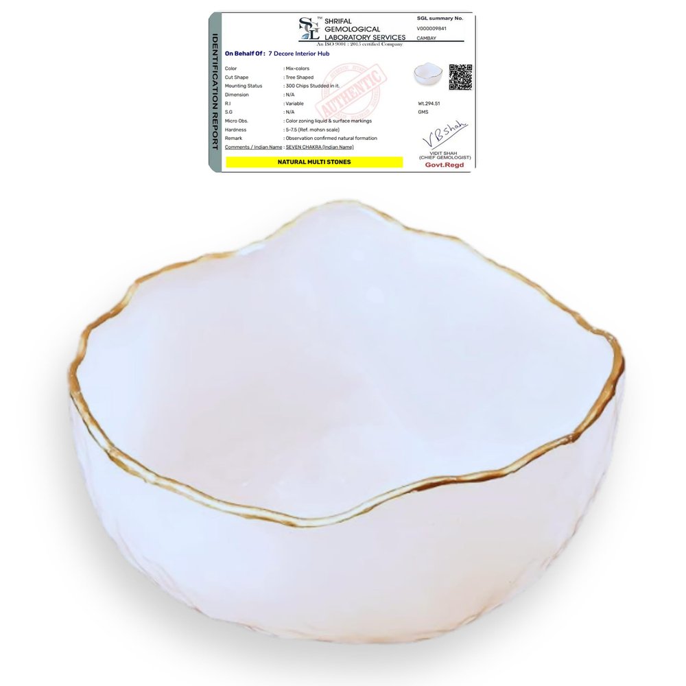 7 Decore Certified Natural Selenite Charging Bowl for Crystals, Jewelry & Healing | Reiki Energy Cleanser, Crystal Charging & Meditation Money Bowl (5x2.5 Inch, Handcrafted)