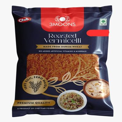 3MOONS Durum Wheat Roasted Vermicelli-100g | 100% Sooji, No Maida | Healthy & Tasty Non-Sticky Seviyan | Perfect for Kheer, Upma, Payasam & Daily Recipes | Pure Vegetarian (Pack of 10 X 100g Each)