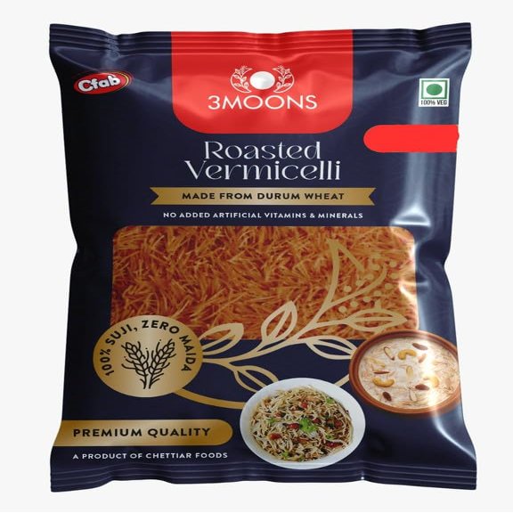 3MOONS Durum Wheat Roasted Vermicelli-100g | 100% Sooji, No Maida | Healthy & Tasty Non-Sticky Seviyan | Perfect for Kheer, Upma, Payasam & Daily Recipes | Pure Vegetarian (Pack of 10 X 100g Each)