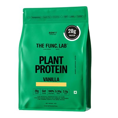 The Func. Lab Plant Protein for Men and Women Vanilla Flavour | 1 kg | 28g Protein per Scoop | Pea and Rice Blend | Vegan, SugarFree | 100% Clean Label, Gut Friendly, Vegetarian