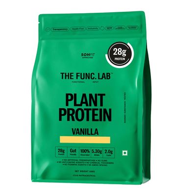 The Func. Lab Plant Protein for Men and Women Vanilla Flavour | 500g | 28g Protein per Scoop | Pea and Rice Blend | Vegan, SugarFree | 100% Clean Label, Gut Friendly, Vegetarian