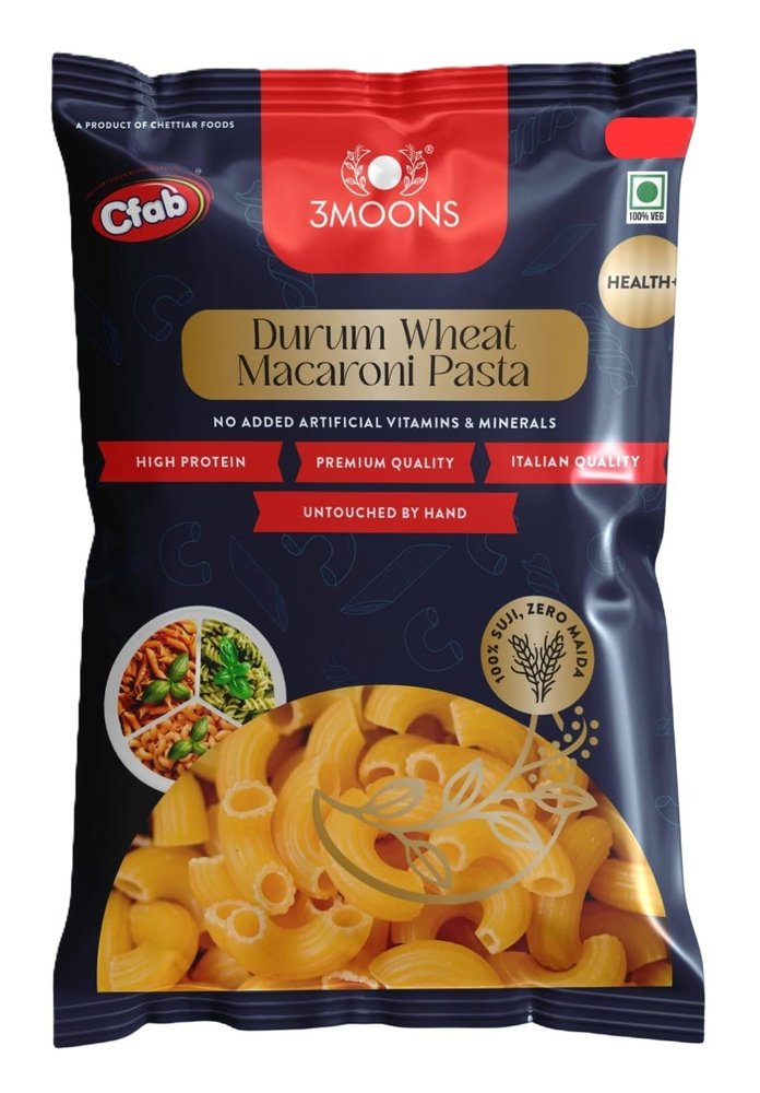 3MOONS Durum Wheat Macaroni Pasta 500gm (Pack of 1)|100% Sooji, No Maida|Healthy, Non-Sticky, High Protein|Vegetarian, Italian Quality Pasta