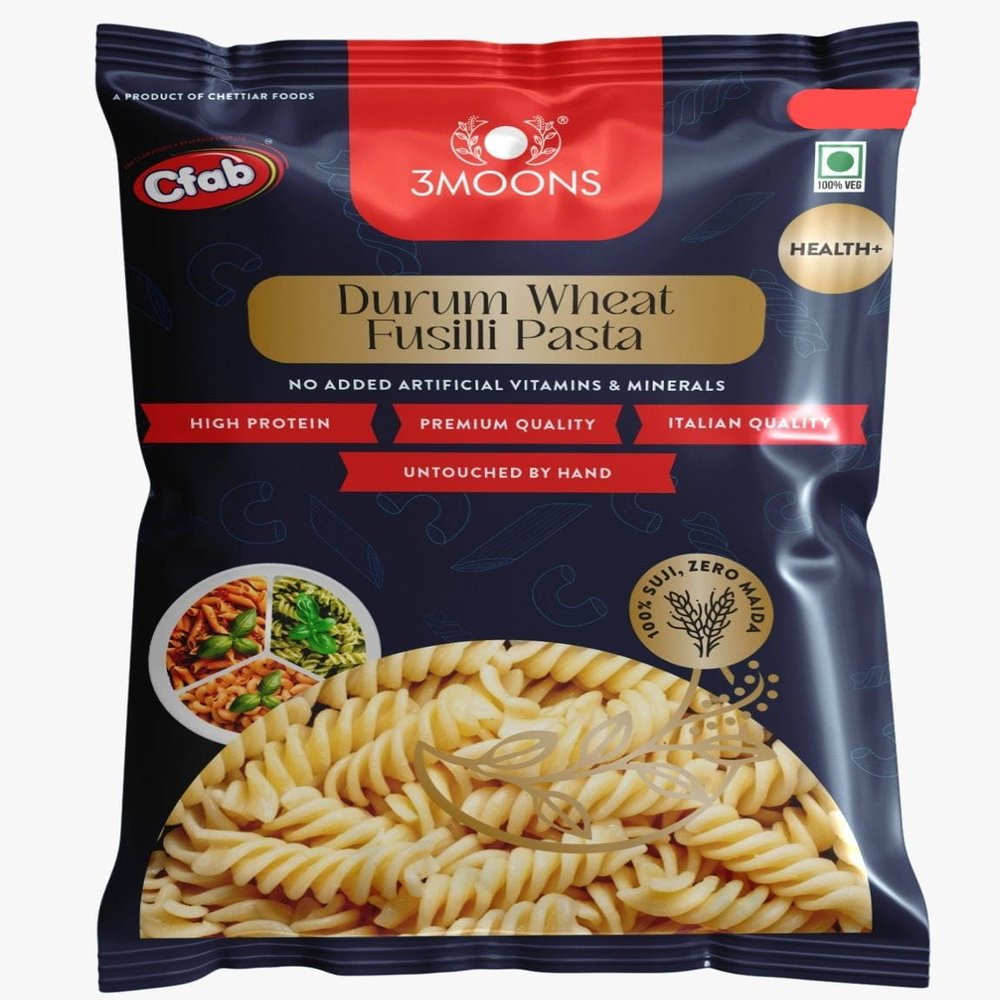 3MOONS Durum Wheat Fusilli Pasta 500gm (Pack of 1) | 100% Sooji, No Maida|Healthy, Non-Sticky, High Protein | Vegetarian, Italian Quality Pasta
