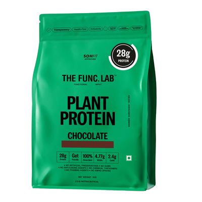 The Func. Lab Plant Protein for Men and Women Chocolate Flavour | 1 kg | 28g Protein per Scoop | Pea and Rice Blend | Vegan, SugarFree | 100% Clean Label, Gut Friendly, Vegetarian