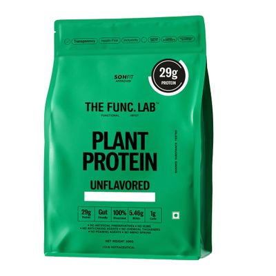 The Func. Lab Plant Protein for Men and Women Unflavored | 500g | 29g Protein per Scoop | Pea and Rice Blend | Vegan, SugarFree | 100% Clean Label, Gut Friendly, Vegetarian