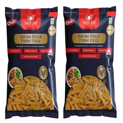 3MOONS Durum Wheat Penne Pasta 250gm (Pack of 2)|100% Sooji, No Maida|Healthy, Non-Sticky, High Protein|Vegetarian, Italian Quality Pasta