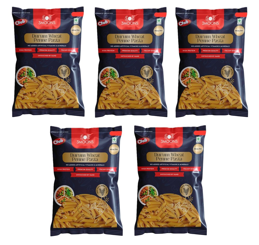 3MOONS Durum Wheat Penne Pasta 100gm (Pack of 5)|100% Sooji, No Maida|Healthy, Non-Sticky, High Protein|Vegetarian, Italian Quality Pasta