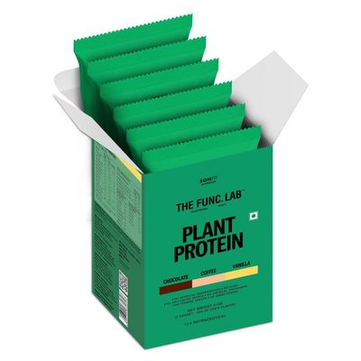The Func. Lab Plant Protein - Assorted Flavour Travel Packs | 6 Sachets (35g each) | 27-28g Protein per Scoop | Pea and Rice Blend | Vegan, SugarFree, 100% Clean Label, Gut Friendly, Vegetarian