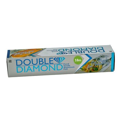 DOUBLE DIAMOND 11Micron Aluminium Foil Roll 18Metres | FoodGrade HeavyDuty Kitchen Foil | Keeps Food Warm and Hygienic | Ideal for Wrapping, Baking, Grilling & Storing Food, Pack of 1