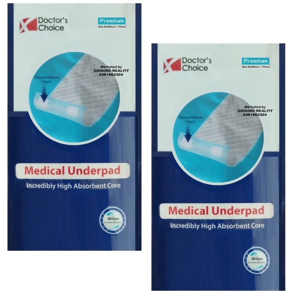 Dr Choice (Set of 2 Single Sheet Pack) Underpad Bed Pad Changing Mat Pad Liners for Adults Elderly Patients Baby with 4 Non Slip Tape Hypoallergenic Soft Superior Absorbency Underpad 60x90 Large