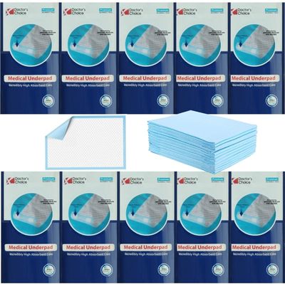 Dr Choice (1 Sheet Pack 2 Nos) Disposable Underpad Bed Changing Pad for Adults Elders Patients Baby Incontinence pad with 4 Non Slip Tape Superior Absorbency Hypoallergenic Underpad, 60x90 Large