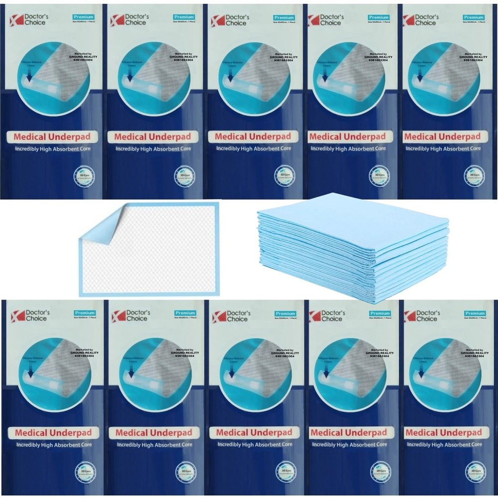 Dr Choice (1 Sheet Pack 2 Nos) Disposable Underpad Bed Changing Pad for Adults Elders Patients Baby Incontinence pad with 4 Non Slip Tape Superior Absorbency Hypoallergenic Underpad, 60x90 Large