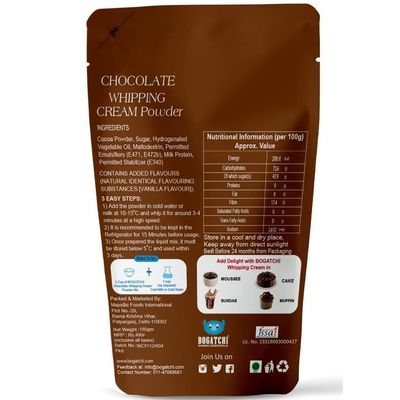 BOGATCHI Chocolate Whipping Cream Powder with Golden Colour Balls Kit 20g | Perfect for Cake Decoration, Pastries, Cupcakes & Desserts (50g x Pack of 2)