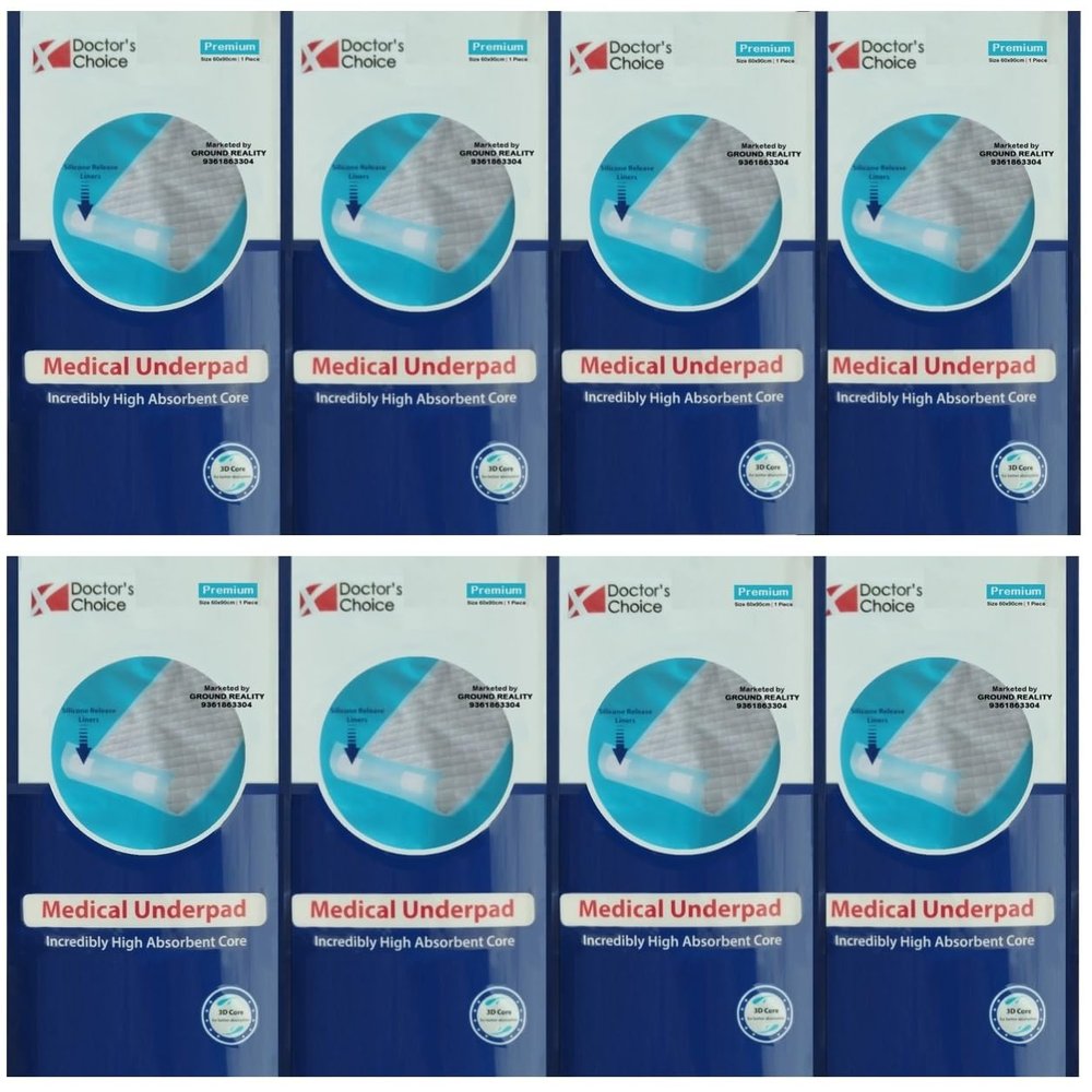 Dr Choice New 3D Core Disposable Underpad Bed Pad Diaper Changing Mat Urinary Pad for Adults Elder Patients Baby Kids with Non Slip Tape UnderPads Superior Absorbency (2 Single Sheet Packs)
