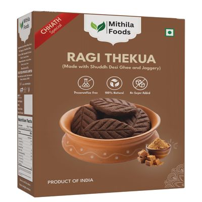 MITHILA FOODS 350g Bihari Ragi Thekua | Finger Millet Thekua with Jaggery & Desi Ghee | Rich in Calcium, Iron & Fiber | Wholesome Millet Cookies - No Maida, No Added Sugar | Authentic Snack from Bihar
