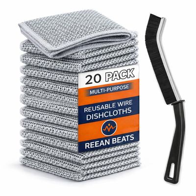 20 Pack Non-Scratch Steel Wire Dish Cloth with Gap Brush| Reusable Stainless Steel Dish Wash Cloth for Utensils Cleaning | Multipurpose Wet & Dry Cleaner for Dishes, Sinks & Kitchen Surfaces