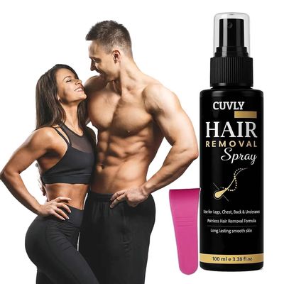 CUVLY Hair Removal Cream Spray For Men And Women | Painless Body Hair Removal Spray For Chest, Back, Legs & Under Arms Hair Remover Wax For Women with Wipes