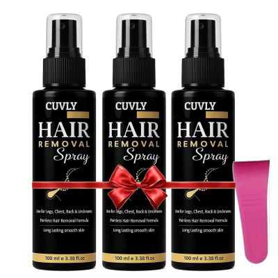 CUVLY Hair Removal Cream Spray For Men And Women | Painless Body Hair Removal Spray For Chest, Back, Legs & Under Arms Hair Remover Wax For Women,Easy to use Wax (100 ml, Pack of 3)