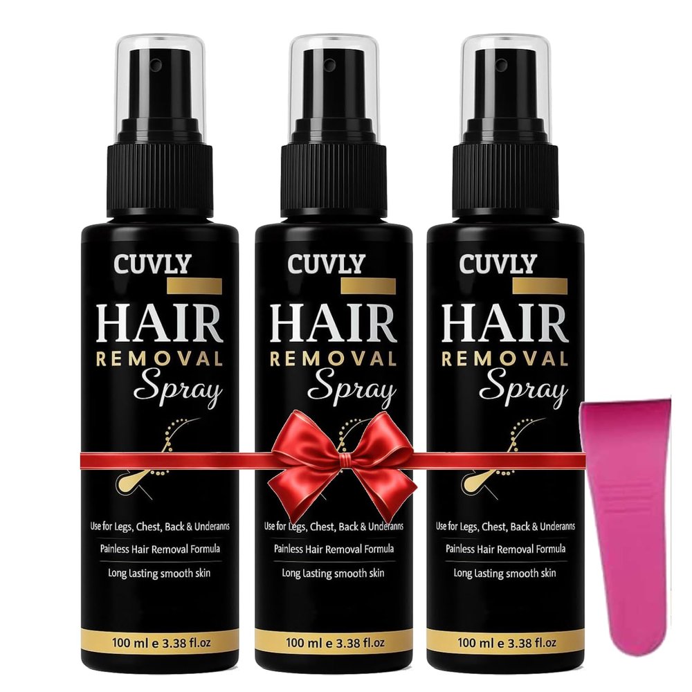 CUVLY Hair Removal Cream Spray For Men And Women | Painless Body Hair Removal Spray For Chest, Back, Legs & Under Arms Hair Remover Wax For Women,Easy to use Wax (100 ml, Pack of 3)