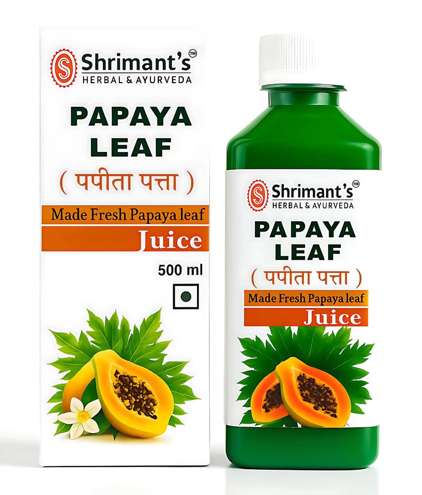 Papaya Leaf Juice 500ml | Pure Herbal Fresh Papaya Leaves Extract | Ayurvedic Immunity Booster & Platelet Support | Sugar-Free Natural Health Juice | Shrimants Papaya Leaf