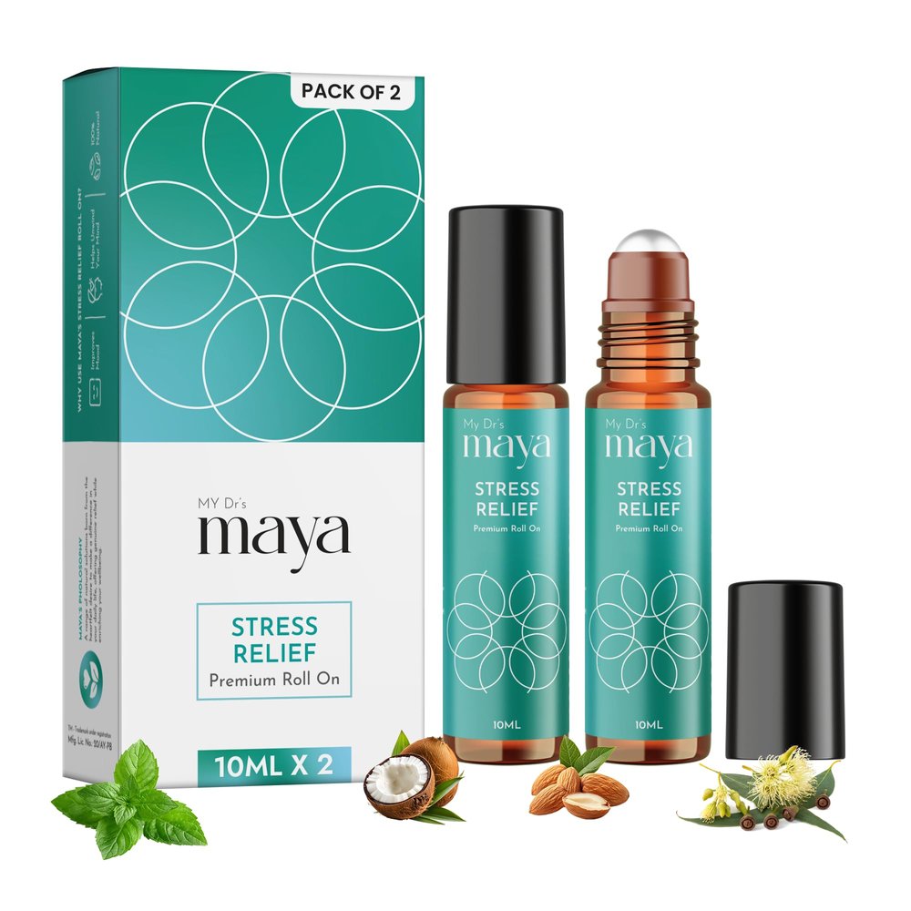 Aromatherapy Stress Relief Premium Roll On | 100% Pure Essential Oils | Reduces Stress, Anxiety, Low Mood, Irritation, Tension, Fatigue & Insomnia | Uplifts Mood, Revitalizes Mind, Promotes Peace & Positivity | Soothes Nerves, Boosts Relaxation & Sup