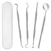 Flavizo 4pcs Dental Tools - Stainless Steel Teeth Cleaning Tool with Oral Mirror Tweezer Probe and Scaler, Tooth Cleaning Kit for Plaque Tartar Remover Teeth Cleaner Kit view 1
