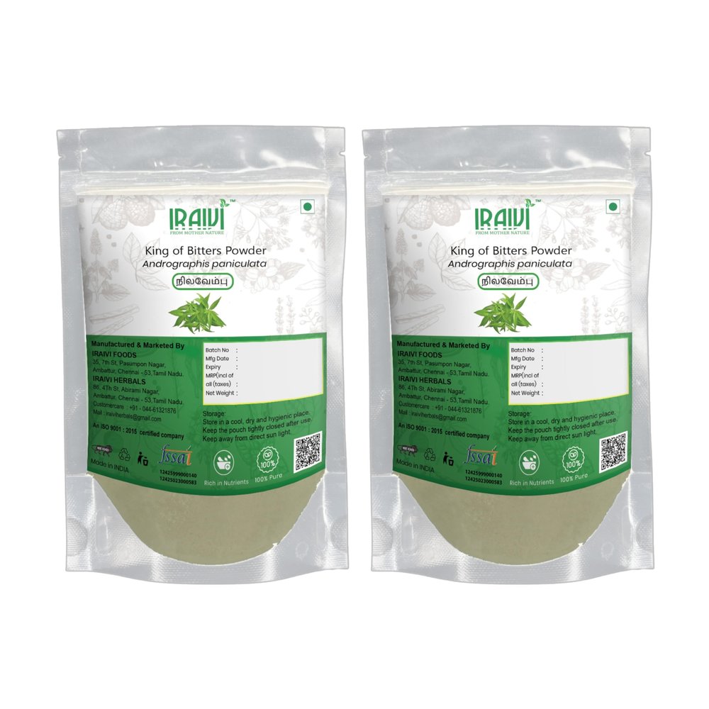 IRAIVI Premium King of Bitters Powder 200g | Nilavembu | Chirayatha | Kalmegh | Andrographis | IMMUNE SUPPORT & DETOX |100% Pure Natural Herb | Supports General Vitality & Natural Responses