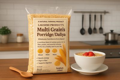 LAKSHMI Multi Grain Porridge/Rava/Daliya 450 Gram Pack, High in Fibre and Protein, 6 Grains Blend with Wheat, Millet, Barley, Maize, Ragi, Sorghum