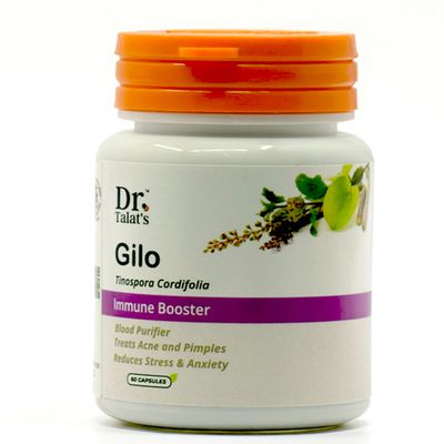 Dr Talat's Gilo (Tinospora Cordifolia) 60 Capsules For Immune Booster | Blood Purifier | Treats Acne and Pimples | Reduces Stress & Anxiety | 100% Pure | Non-GMO | No Added Preservatives | for Men & Women