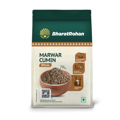 BharatRohan Marwar Cumin | Whole Jeera Seeds | Sustainably grown | Chemical Residue Free | Drone Monitored | 200g Pack