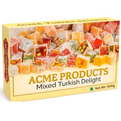 Acme Products Assorted Turkish Delight 250g | Rose, Lemon, Blueberry Pistachio, Pomegranate Pistachio, Almond Lemon, Orange Cashew | Premium Diwali Sweet Gift Box Mithai Hamper