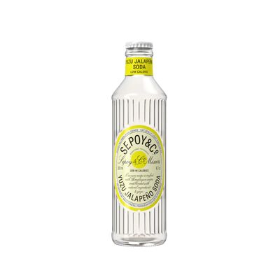 Sepoy & Co. Yuzu Jalapeo Soda, Picante Cockatil Mixer, Sparkling Mixer, Low Cal, 100% Natural, Best mixed with Tequila (Pack of 12)