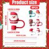 8PCS Christmas Straw Cover, Reusable Silicone Straw Toppers for Stanley Cup, Dust-Proof Straws Covers for 10mm Straws, Holiday Tumbler Accessories with Cleaning Brush view 2