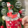 8PCS Christmas Straw Cover, Reusable Silicone Straw Toppers for Stanley Cup, Dust-Proof Straws Covers for 10mm Straws, Holiday Tumbler Accessories with Cleaning Brush view 4
