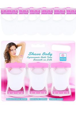 BRILORA Women's Disposable Razors, 6-Pack, Single-Edge Stainless Steel Blade, Pink