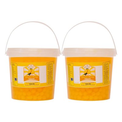 Twisty The Boba Station 1kg Mango Popping Boba with 10 Straws for Bubble Tea, Milkshakes, Ice Cream & Yogurt | Vegan | Pack of 2