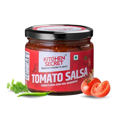 Kitchen Secret Tomato Salsa 300gm - Spicy Fresh Tomato & Chilli Salsa Dip Sauce - Perfect Salsa Sauce for Nachos - Ideal for Snacks & Parties - Zesty Flavour Enhancer for Snacks