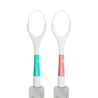MyTCleaner Tongue Cleaner for Adults | Medical Grade Stainless Steel Tongue Scraper | Removes Bad Breath & Bacteria | Rust-Free | Dentist Recommended | Pack of 2